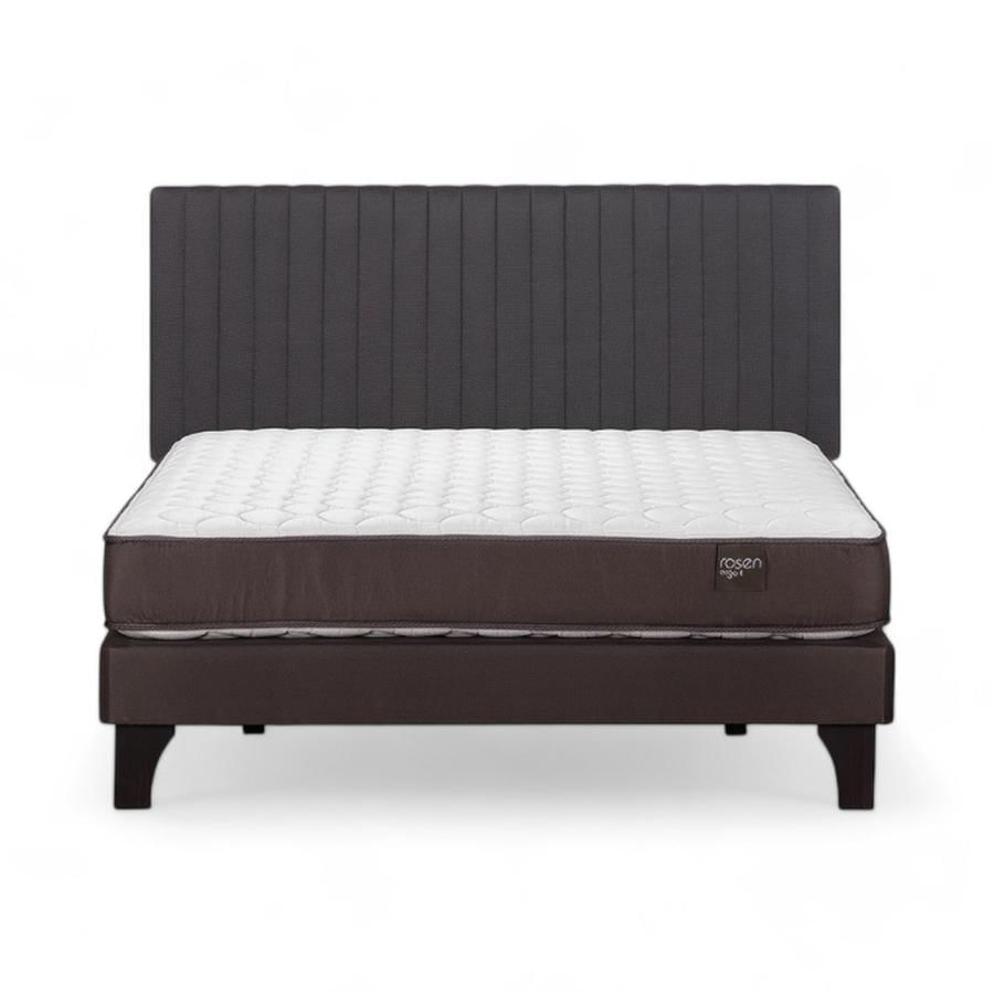 Cama Rosen Ergo T 2 Plazas Completa + Respaldo Lucio Gris