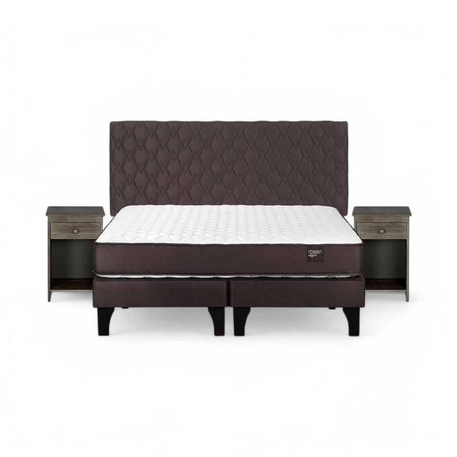 Cama Rosen Ergo T 2 Plazas Dividida + Muebles Ivar Café