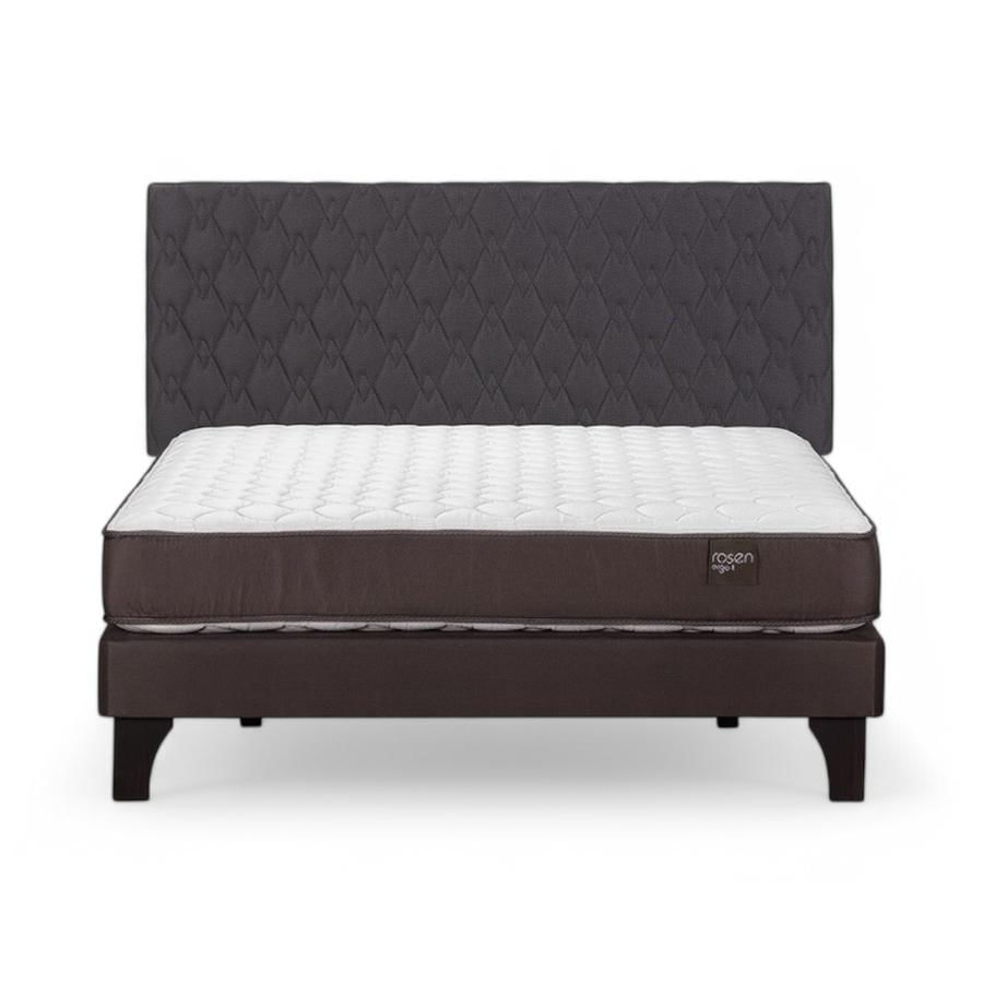 Cama Rosen Ergo T 2 Plazas Completa + Respaldo Ivar Gris