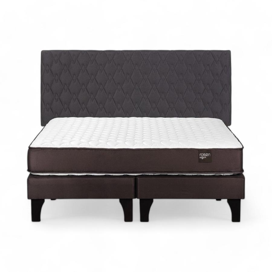 Cama Rosen Ergo T 2 Plazas Dividida + Respaldo Ivar Gris