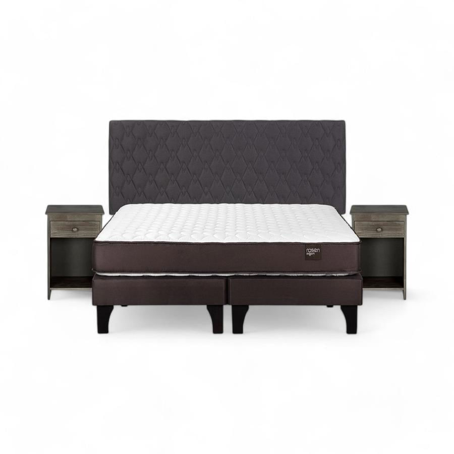 Cama Rosen Ergo T 2 Plazas Dividida + Muebles Ivar Gris