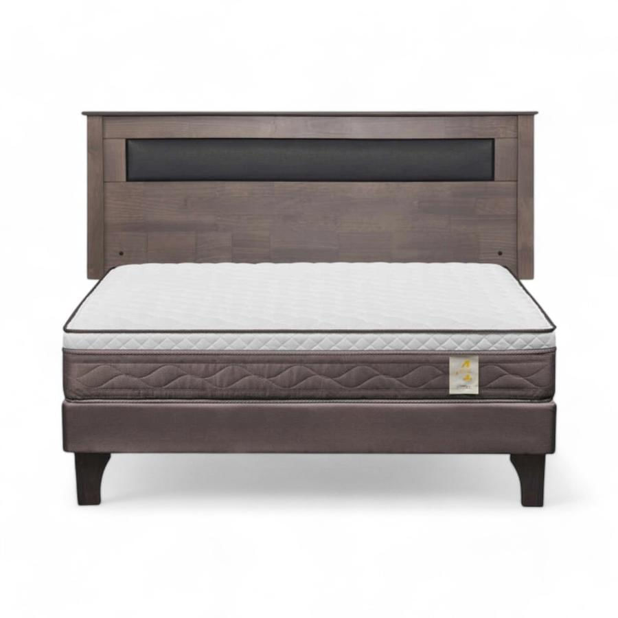 Cama Rosen NewStyle 4 Plus 2 Plazas + Respaldo Ferrara Gris