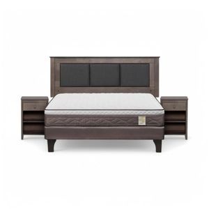 Cama Rosen NewStyle 4 Plus 2 Plazas + Muebles Rachel Gris