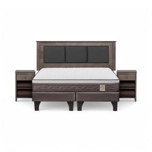 Cama Rosen NewStyle 4 Plus 2 Plazas + Muebles Rachel Gris