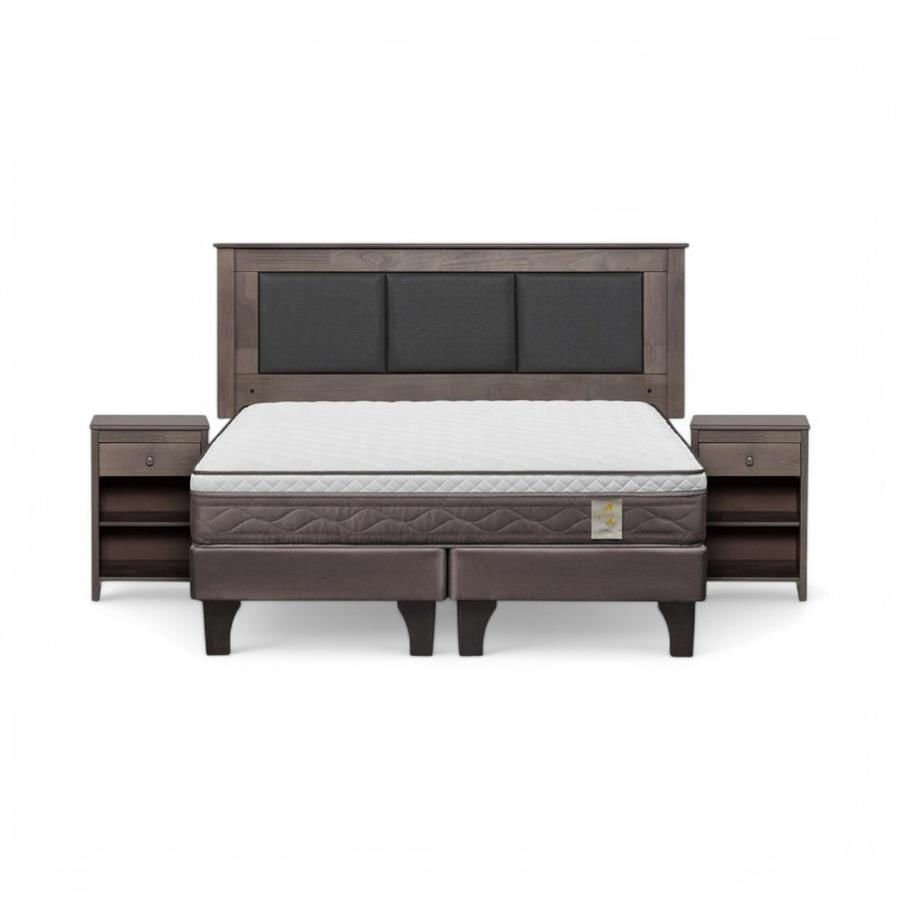 Cama Rosen NewStyle 4 Plus 2 Plazas + Muebles Rachel Gris