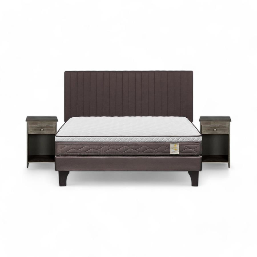 Cama Rosen NewStyle 4 Plus 2 Plazas + Muebles Lucio Gris