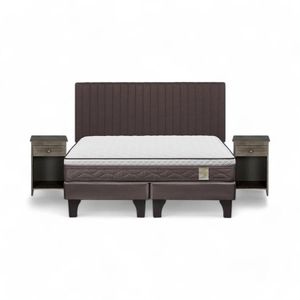 Cama Rosen NewStyle 4 Plus 2 Plazas + Muebles Lucio Gris