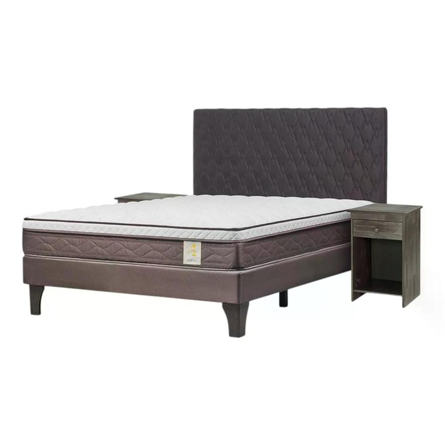 Cama Rosen 4 Plus 2 Plazas + Respaldo y Velador
