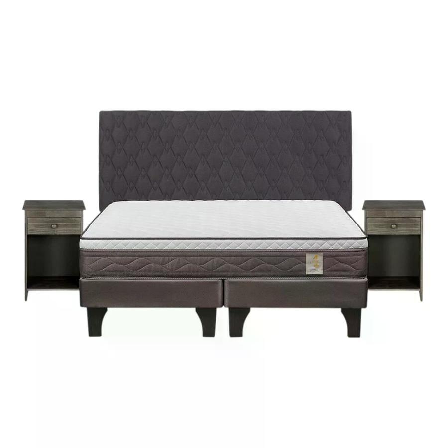 Cama Rosen 4 Plus 2 Plazas + Respaldo y Velador