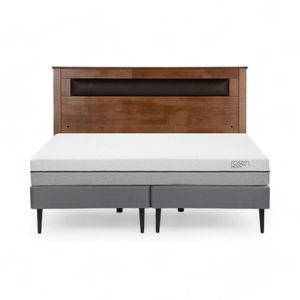 Cama Rosen Pratta 2 Plazas Acero + Respaldo Ferrara Café