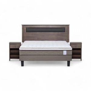 Cama Rosen NewStyle 6 2 Plazas + Muebles Ferrara Gris