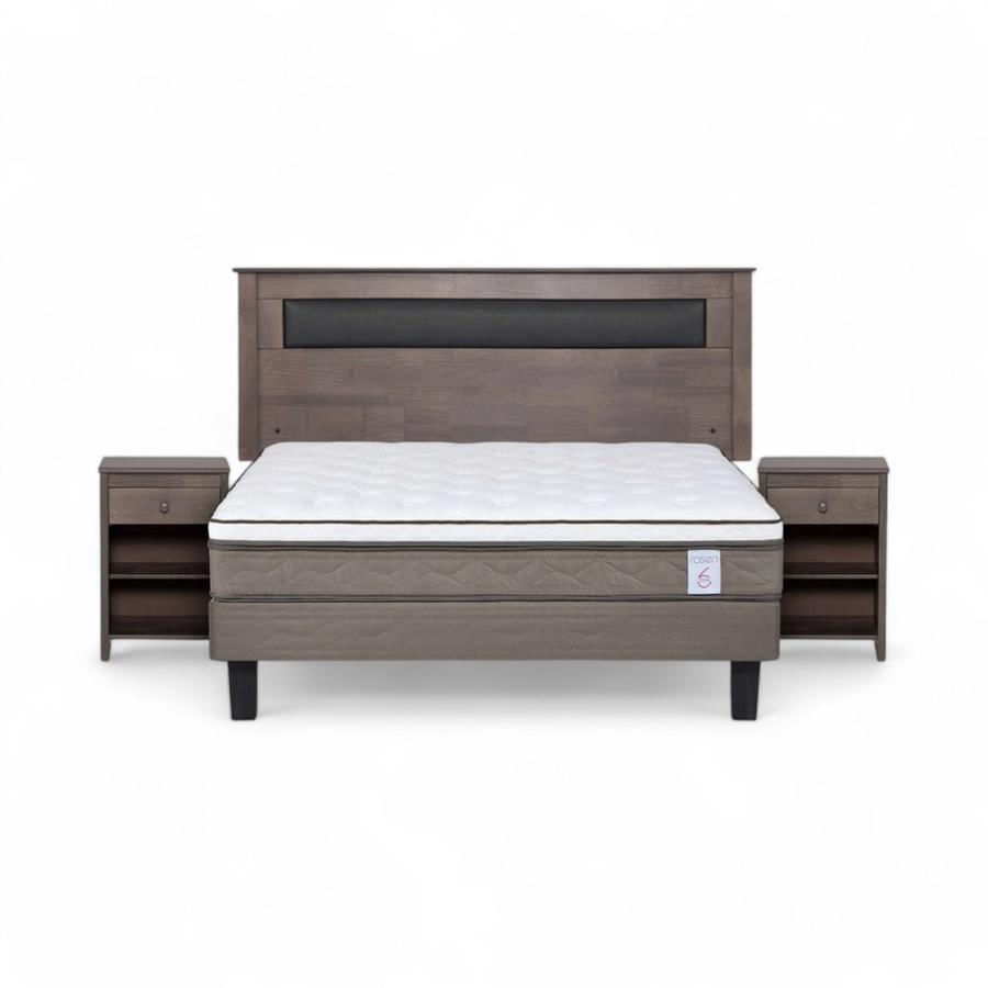 Cama Rosen NewStyle 6 2 Plazas + Muebles Ferrara Gris