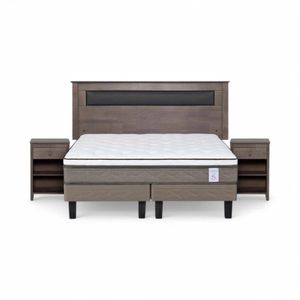 Cama Rosen NewStyle 6 2 Plazas + Muebles Ferrara Gris