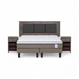 Cama Rosen NewStyle 6 2 Plazas + Muebles Rachel Gris
