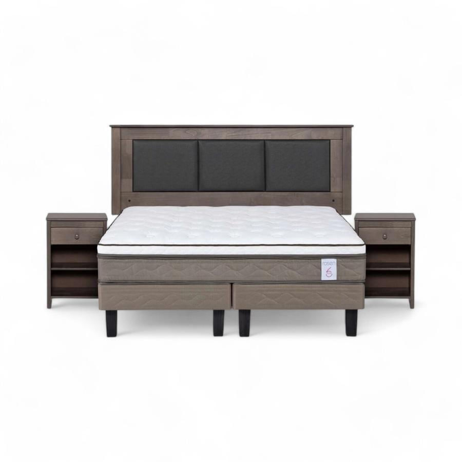Cama Rosen NewStyle 6 2 Plazas + Muebles Rachel Gris
