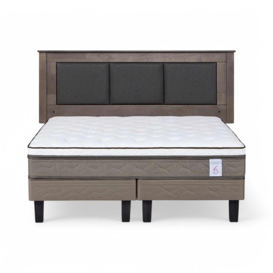 Cama Rosen NewStyle 6 2 Plazas + Respaldo Rachel Gris
