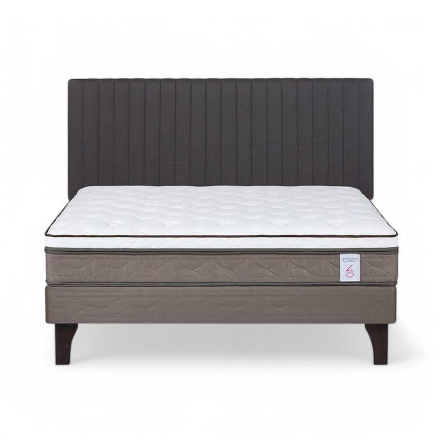 Cama Rosen NewStyle 6 2 Plazas + Respaldo Lucio Gris