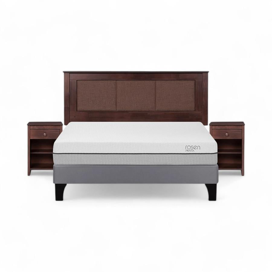 Cama Rosen Pratta 2 Plazas Completa + Muebles Rachel
