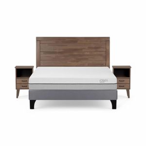 Cama Rosen Pratta 2 Plazas Completa + Muebles Sicilia Café
