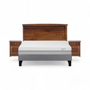 Cama Rosen Pratta 2 Plazas Completa + Muebles Veneto Café