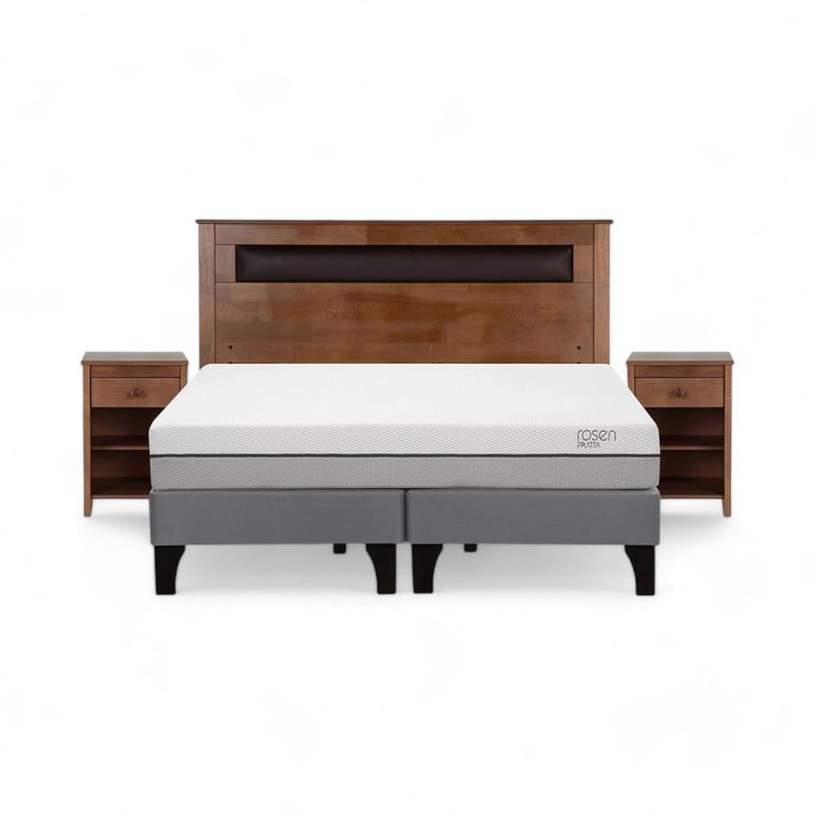 Cama Rosen Pratta 2 Plazas Dividida + Muebles Ferrara Café