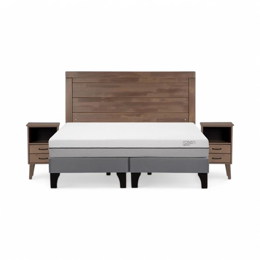 Cama Rosen Pratta 2 Plazas Dividida + Muebles Sicilia Café