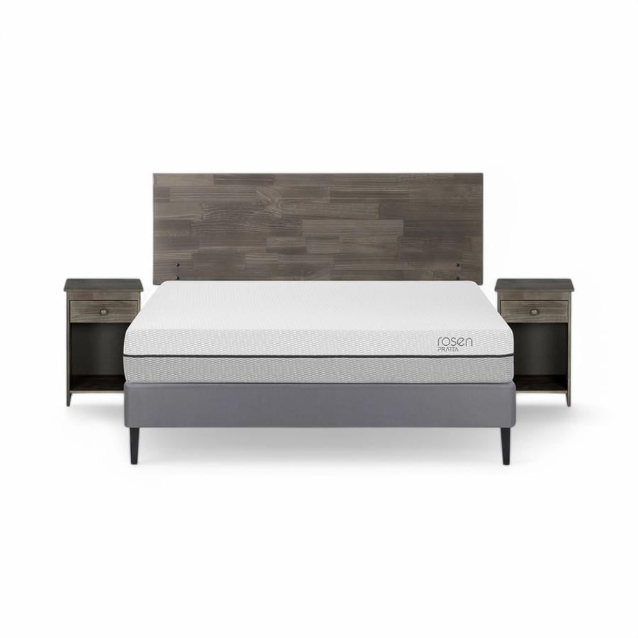 Cama Rosen Pratta 2 Plazas Acero Completa + Muebles Tabor