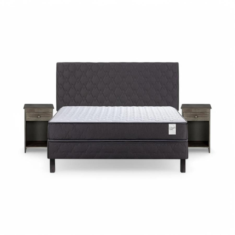 Cama Rosen Wave 2 Plazas Completa + Muebles Ivar