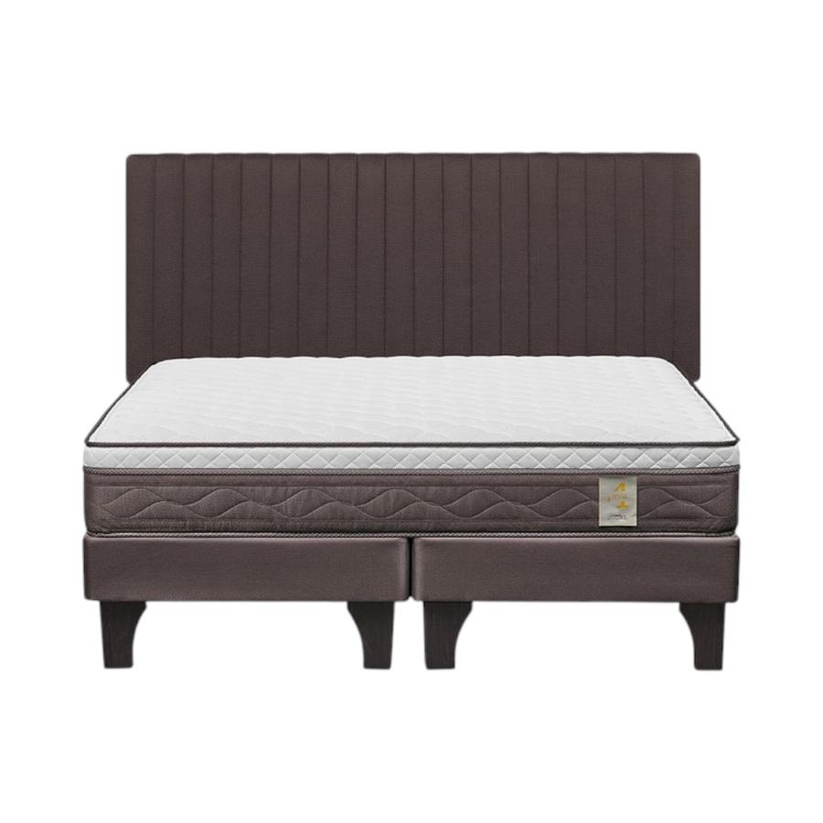 Cama Rosen NS4 Plus 2 Plazas Dividida + Respaldo Lucio Café
