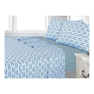 Juego de Sábanas Andes Geo Azul 144 Hilos 1.5 Plazas