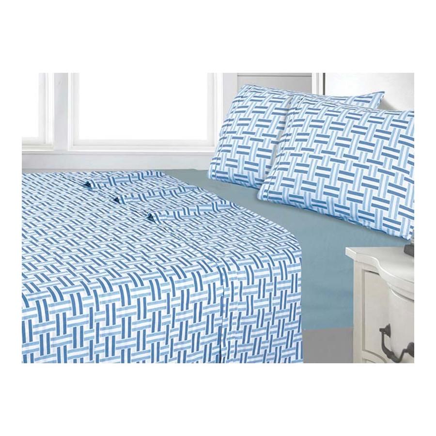 Juego de Sábanas Andes Geo Azul 144 Hilos 1.5 Plazas