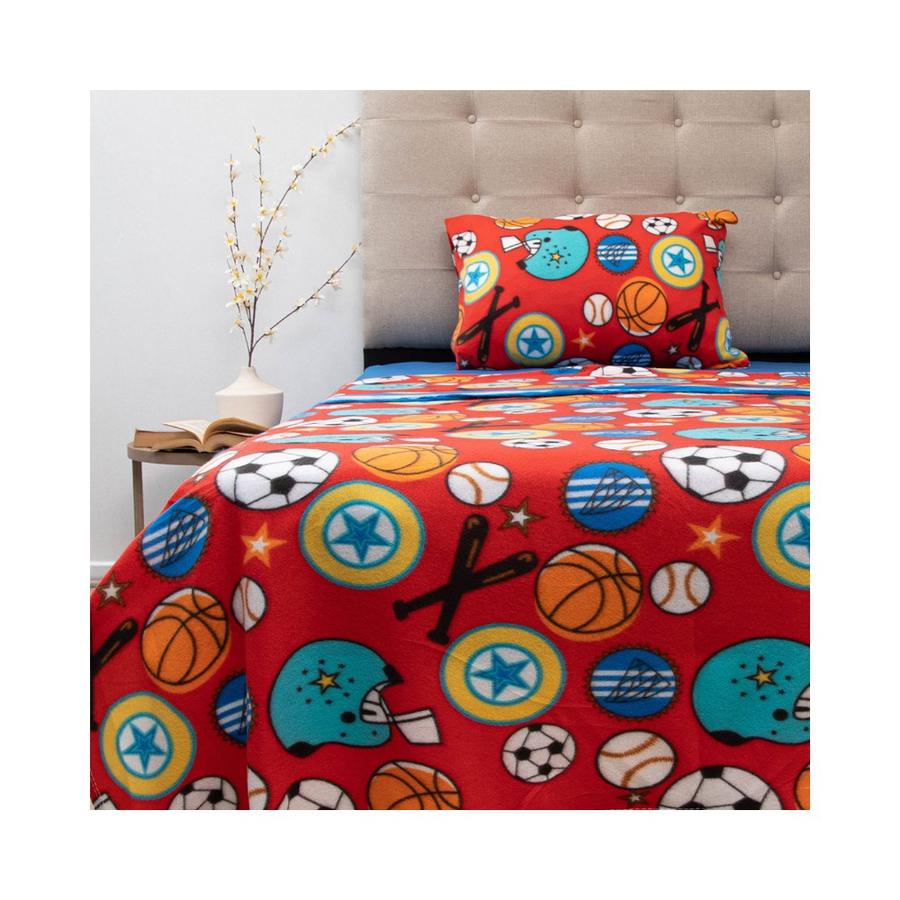 Sábanas Polar Infantil Doral Balones 1.5 Plazas Rojo