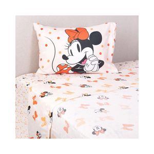 Juego Sábanas 1.5 Plaza Minnie Microfibra Beige