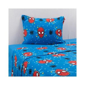 Juego Sábana Polar 1.5 Plaza Spiderman Estrella Azul