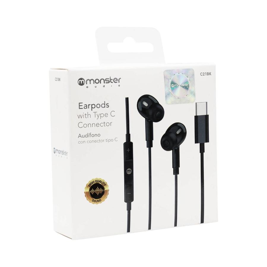 Audifonos Alambricos Monster C21 USB-C Negro