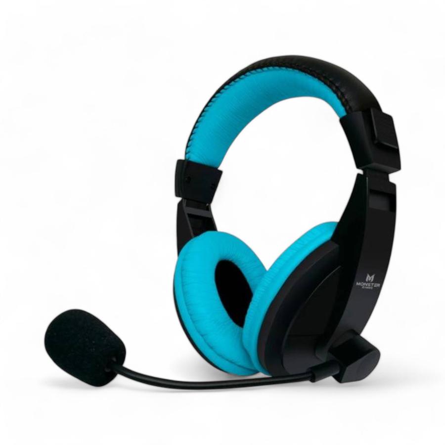 Audífonos Gamer Monster Games Loud 3.5 MM Azul/Negro
