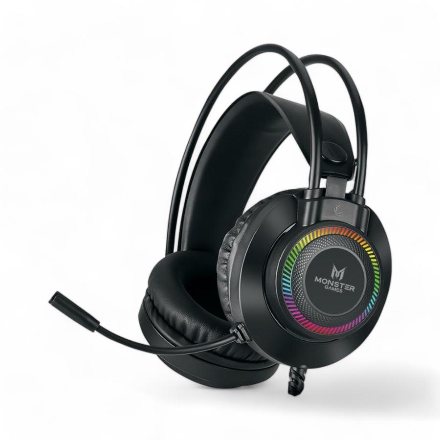 Audífonos Gamer Monster Games Throb RGB 3.5 Mm/USB Negro