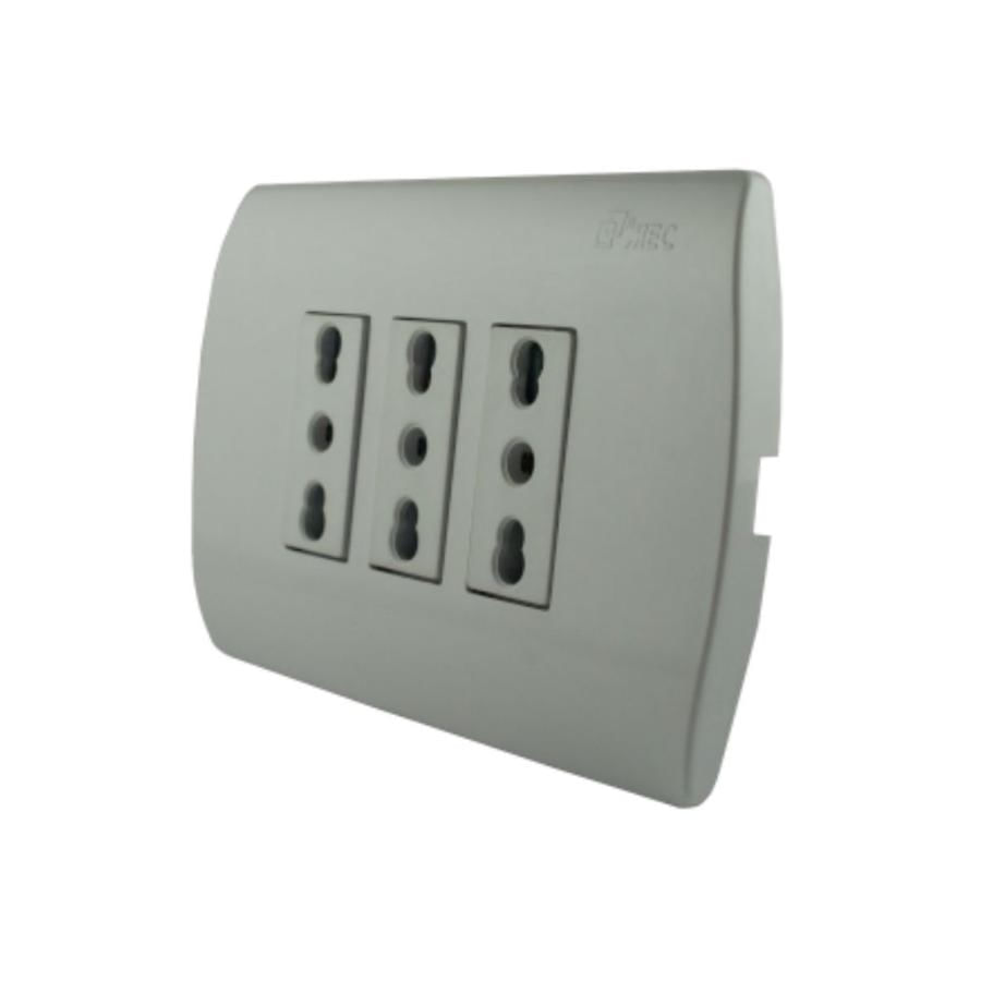 Tomacorriente Bipaso Triple MEC 2P + T10/16A Embutido Blanco