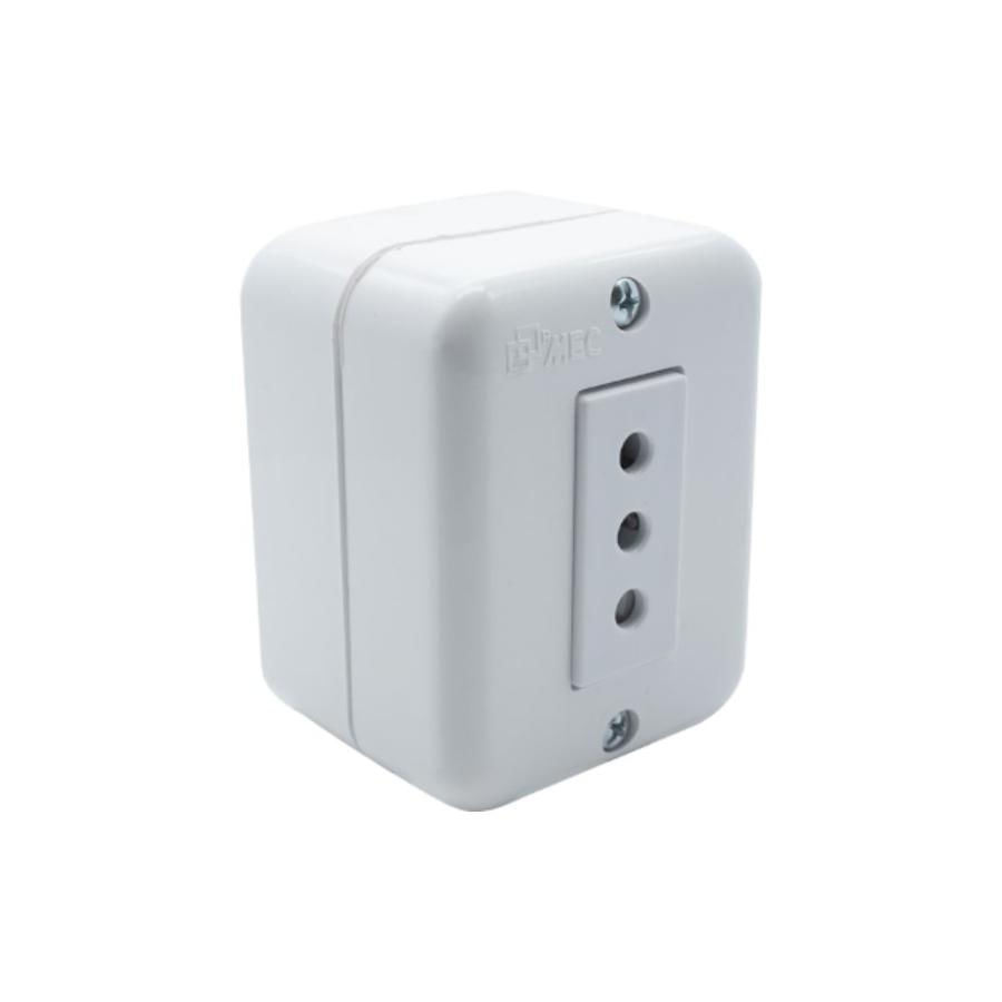 Tomacorriente Simple MEC 2P + T Sobrepuesto Blanco