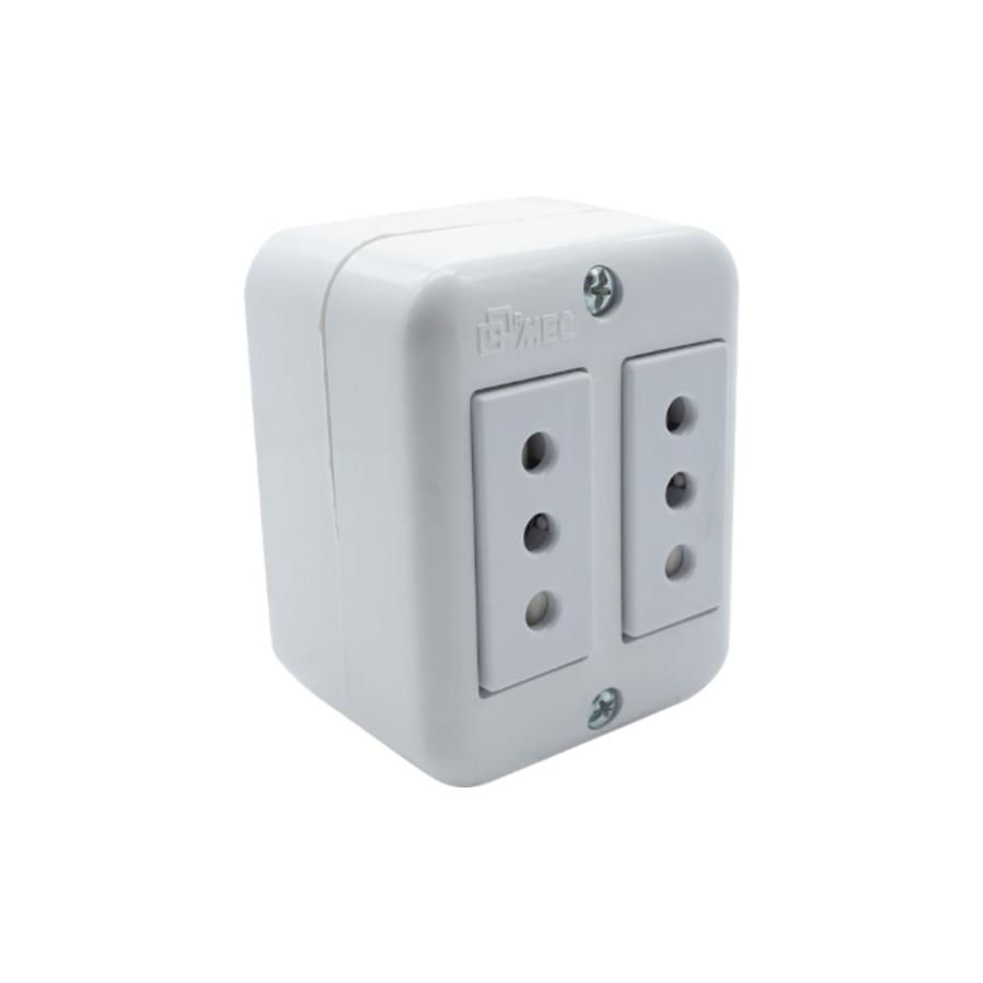 Tomacorriente Doble MEC 2P + T Sobrepuesto Blanco