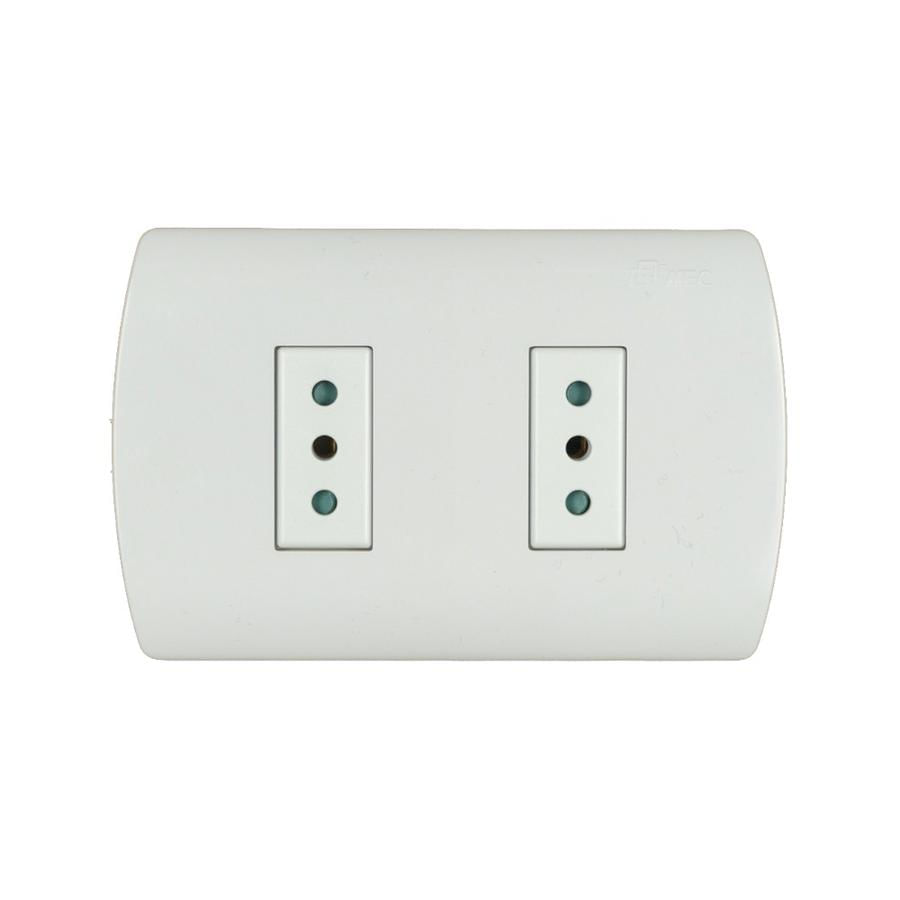 Tomacorriente Compacto Doble 2P+T 10A Mec Blanco