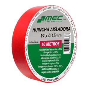 Cinta Aisladora 19 x 0,15MM 10M Mec Rojo