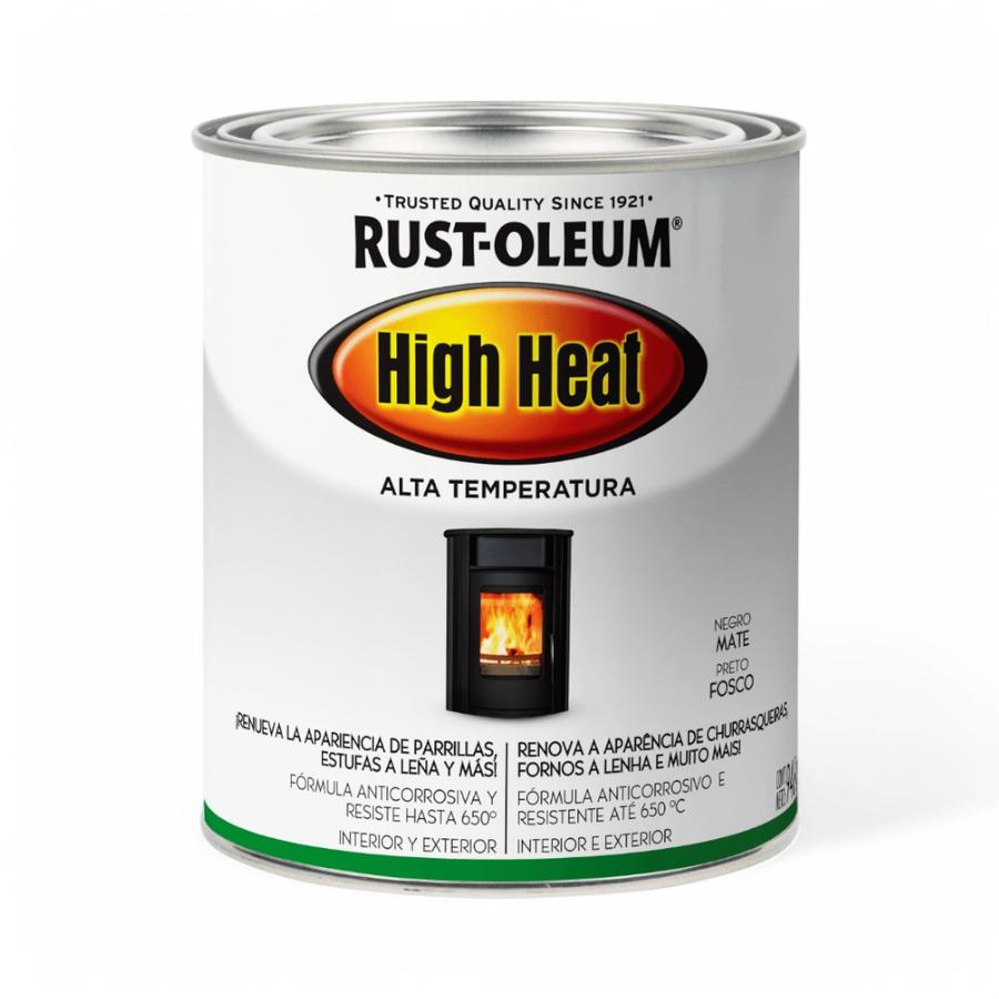 Esmalte Alta Temperatura Rust Oleum 1/4 Galón Negro Mate