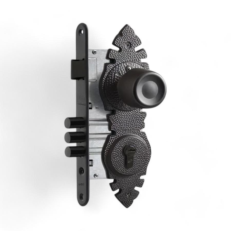 Cerradura Embutida Exterior Poli B60 Rústica Negro