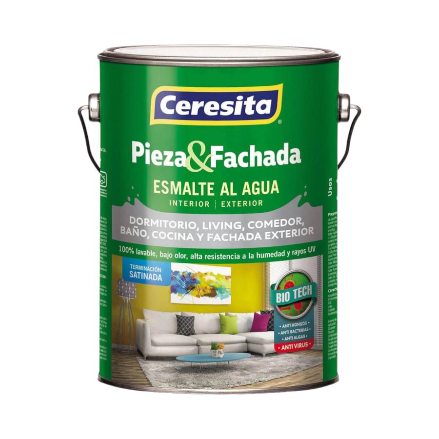 Esmalte Al Agua Satinado Pieza Y Fachada Blanco Gl Ceresita