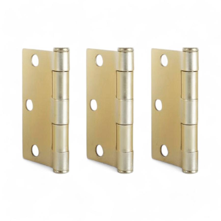 3 Bisagras Lioi L-86 3 1/2""x3 1/2"" Latonado + Tornillos