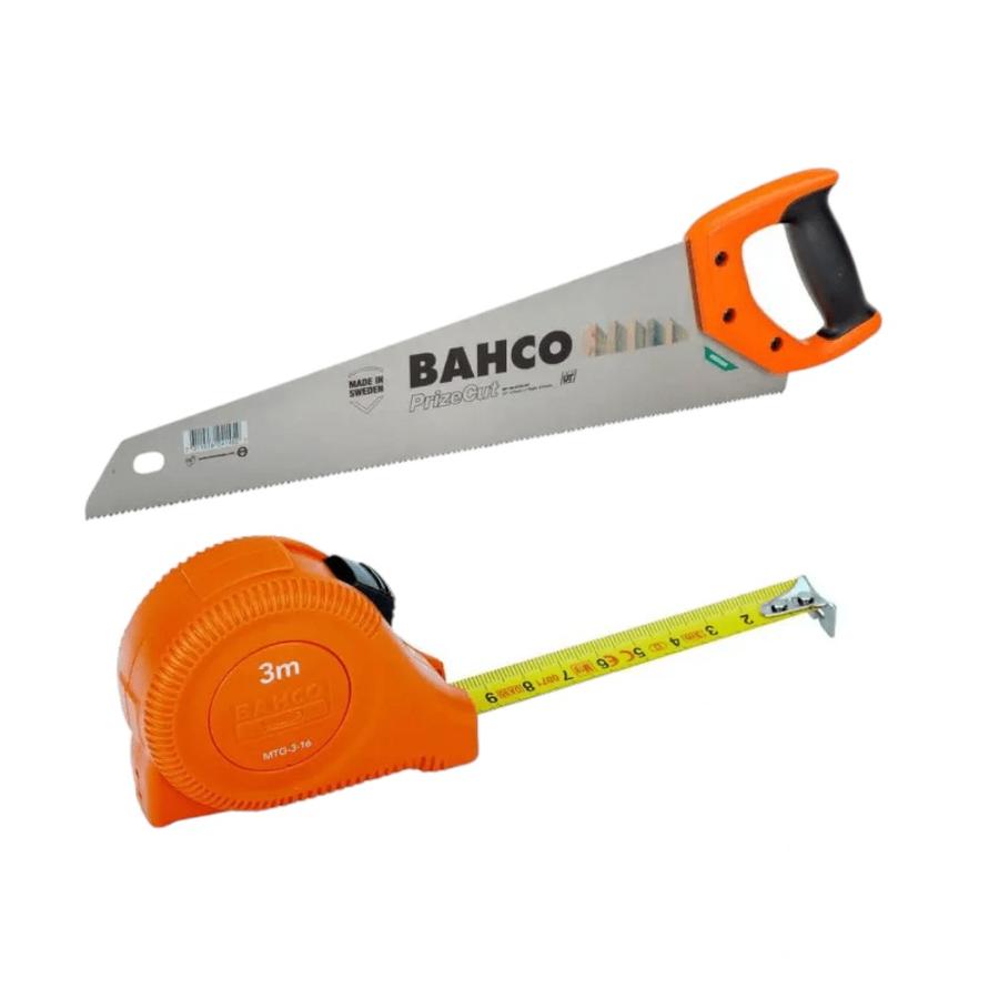 Kit Bahco Serrucho 19"" + Huincha Metrica 5 Metros Naranjo