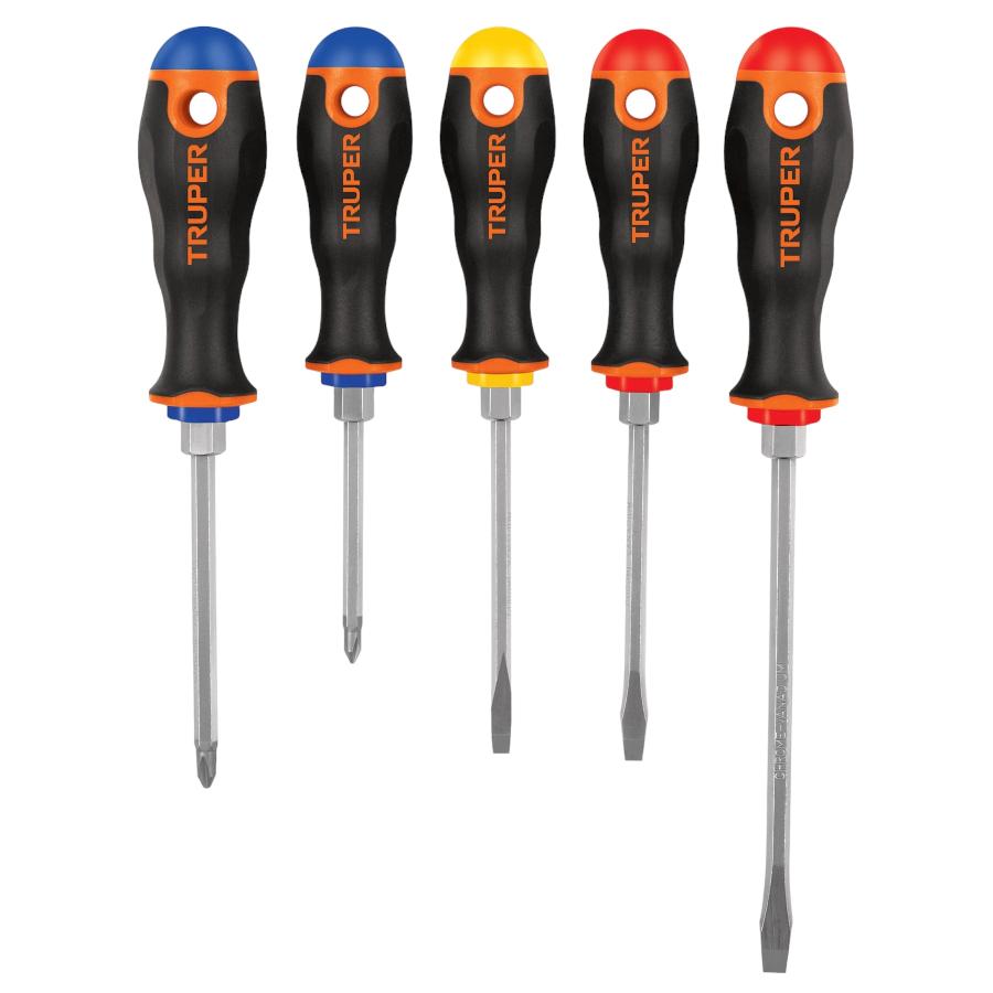 Set De 5 Atornilladores mango Truper Comfort Grip