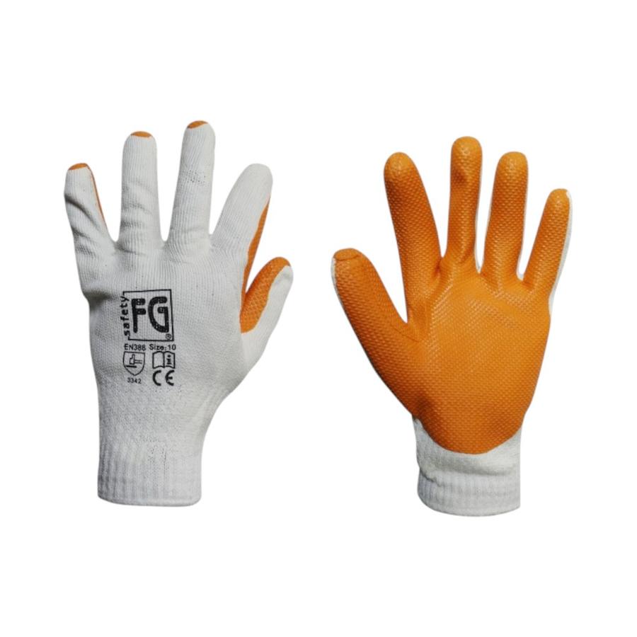 Par Guantes Tejido Con Palma Latex Adherente Naranjo