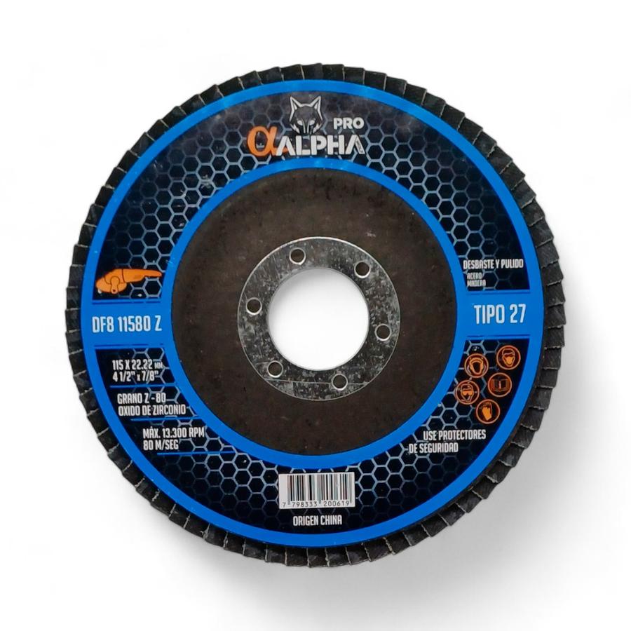 Disco Flap Alpha Pro Grano A80 4 1/2"" Azul